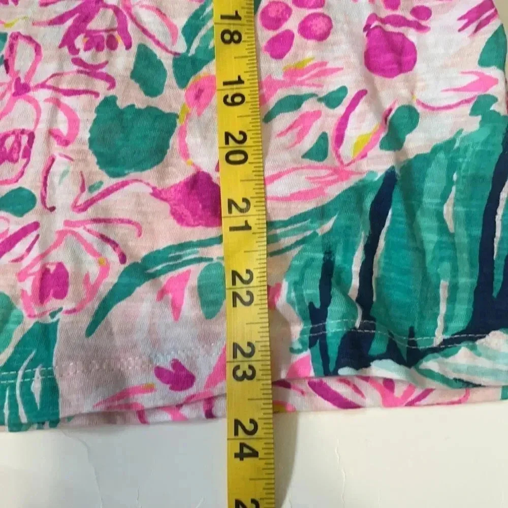 Lilly Pulitzer Via Flora design sleeveless top gold buttons. Pink aqua, size S - Picture 7 of 10